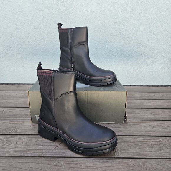 Timberland Women's Malynn Waterproof Side-Zip Mid Boot | Black Full Grain sz 8.5 - Picture 1 of 5